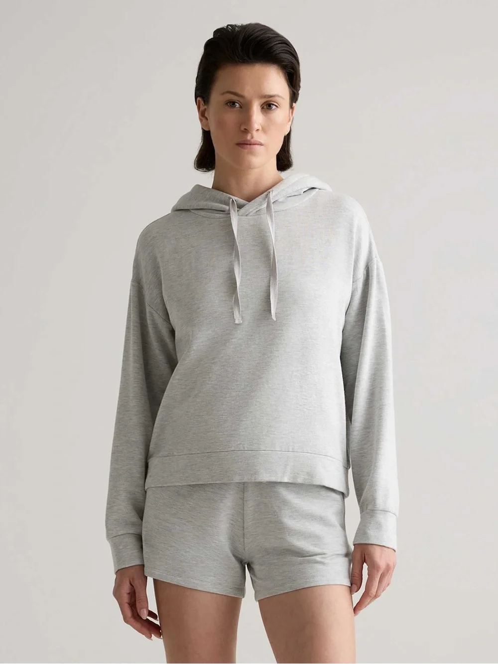 Quince Supersoft Pullover Hoodie Heather Grey M - Picture 1 of 8